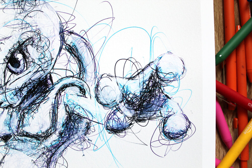 Mewtwo Ballpoint Pen Scribble Art Print-Cody James by Cody