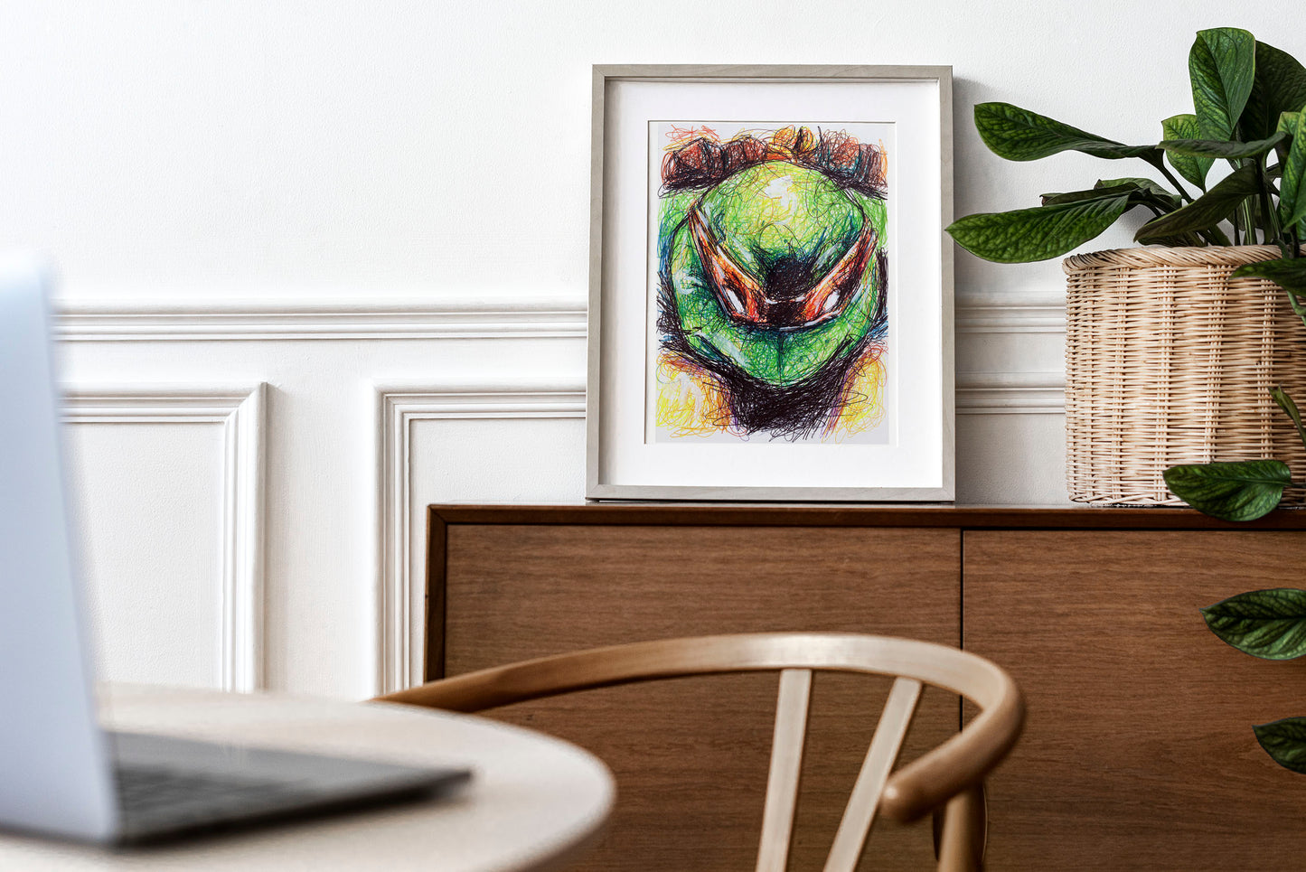 Michelangelo Ballpoint Pen Scribble Art Print