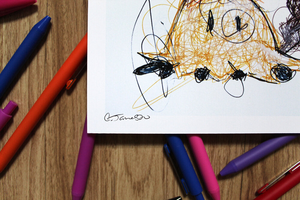 Mimikyu Ballpoint Pen Scribble Art Print-Cody James by Cody