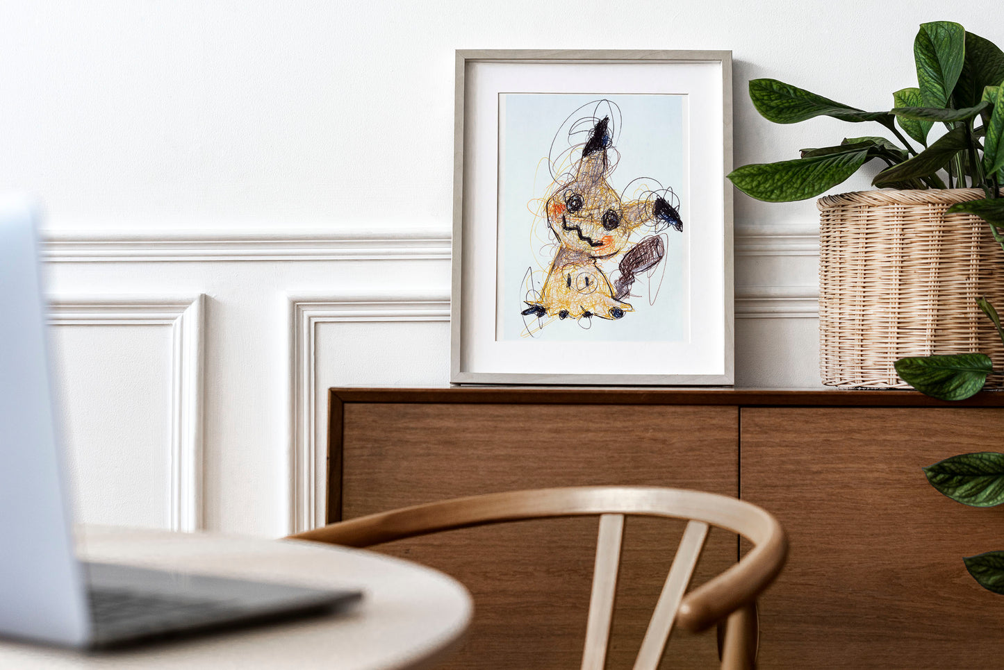 Mimikyu Ballpoint Pen Scribble Art Print