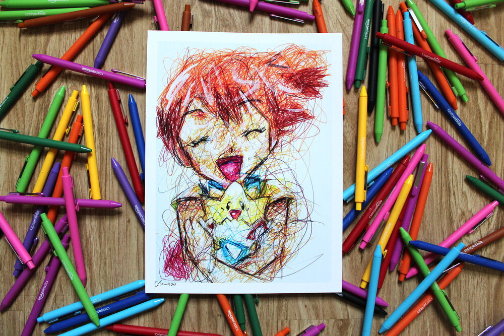 Misty Ballpoint Pen Scribble Art Print-Cody James by Cody