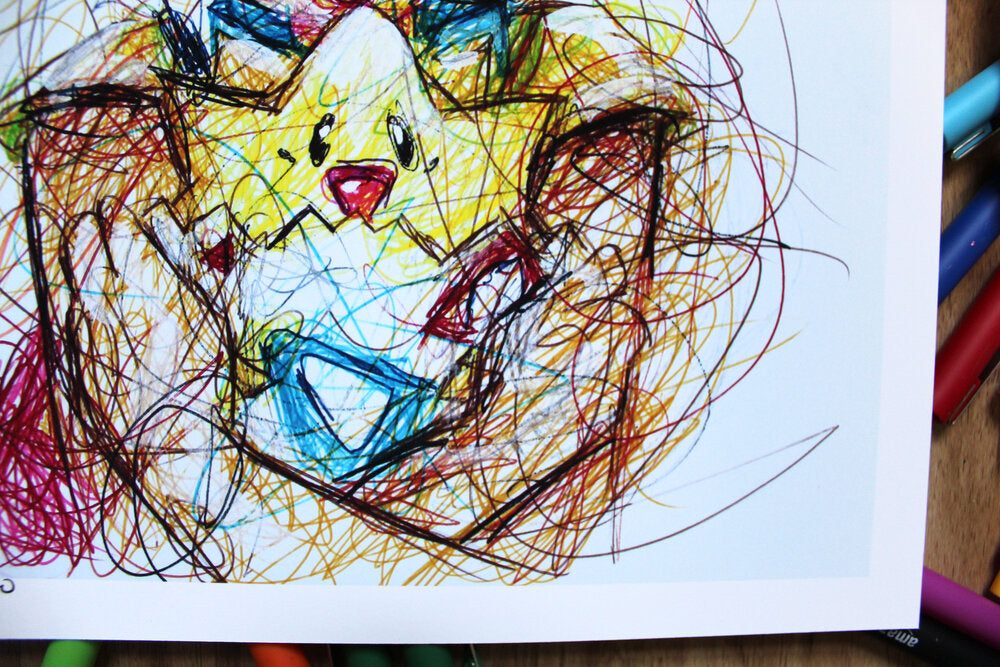 Misty Ballpoint Pen Scribble Art Print-Cody James by Cody