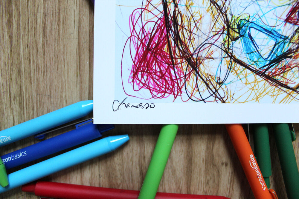 Misty Ballpoint Pen Scribble Art Print-Cody James by Cody