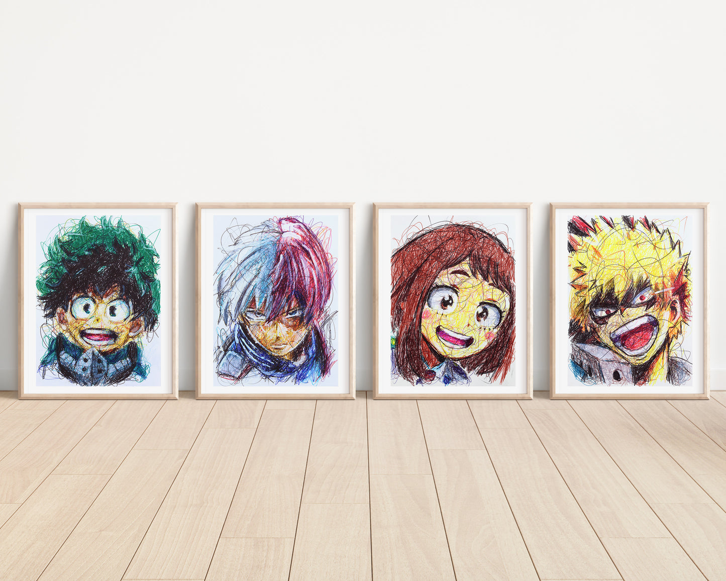 My Hero Academia Ballpoint Pen Scribble Art Print Set