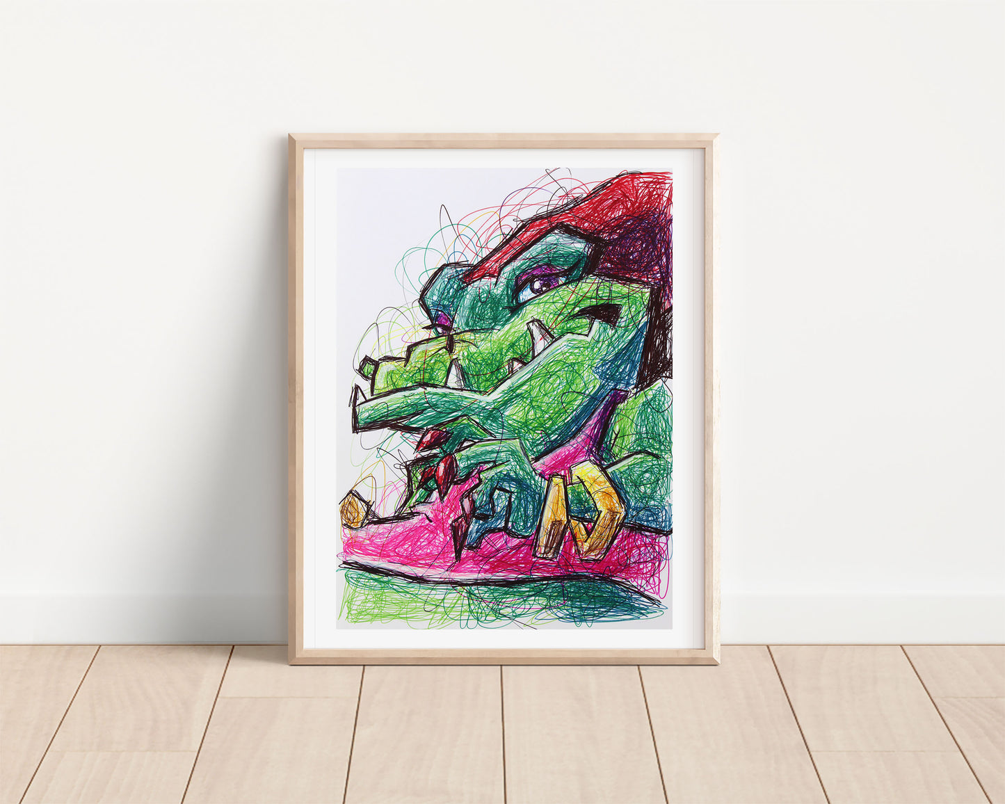 Mz Ruby Ballpoint Pen Scribble Art Print
