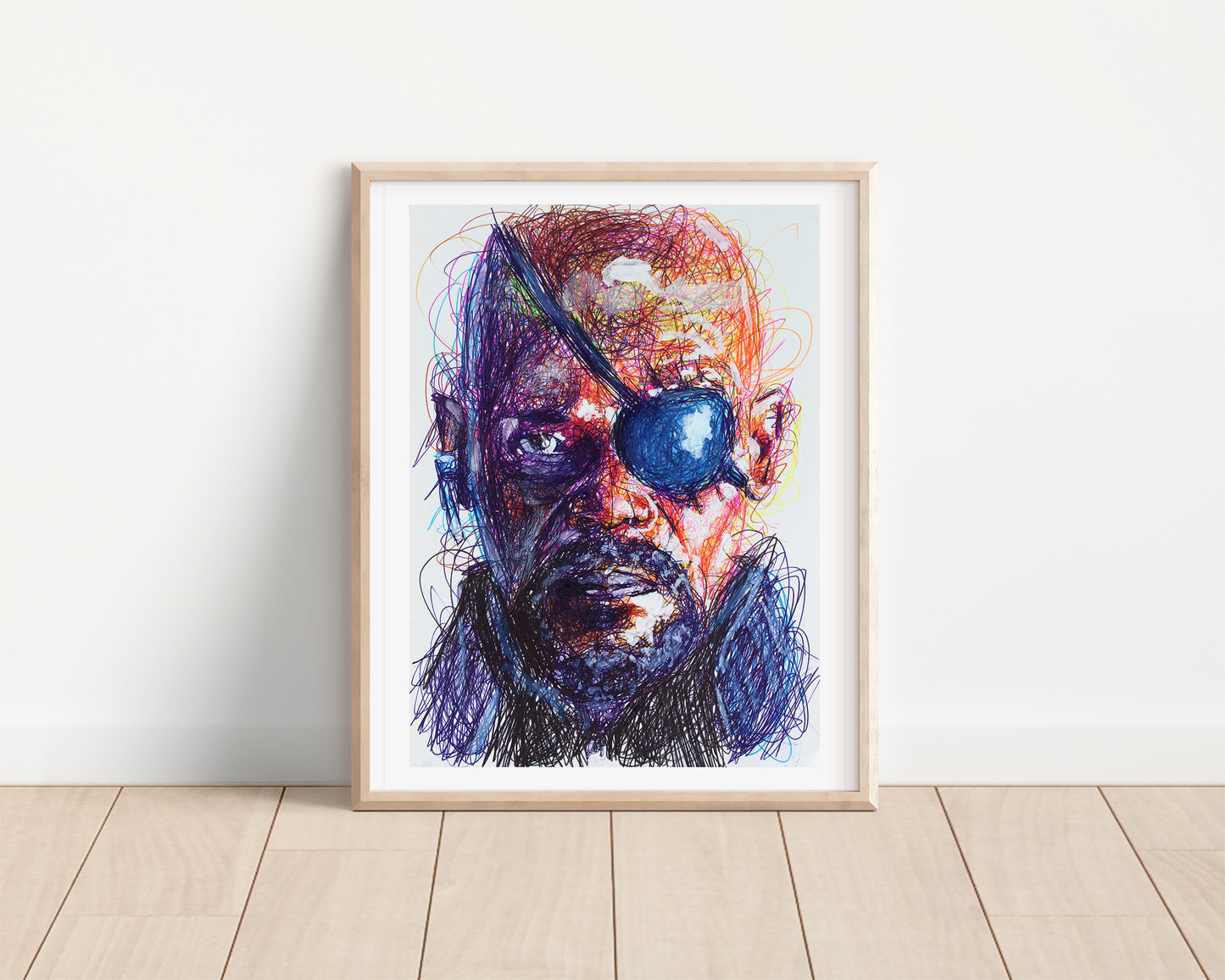 Nick Fury Ballpoint Pen Scribble Art Print