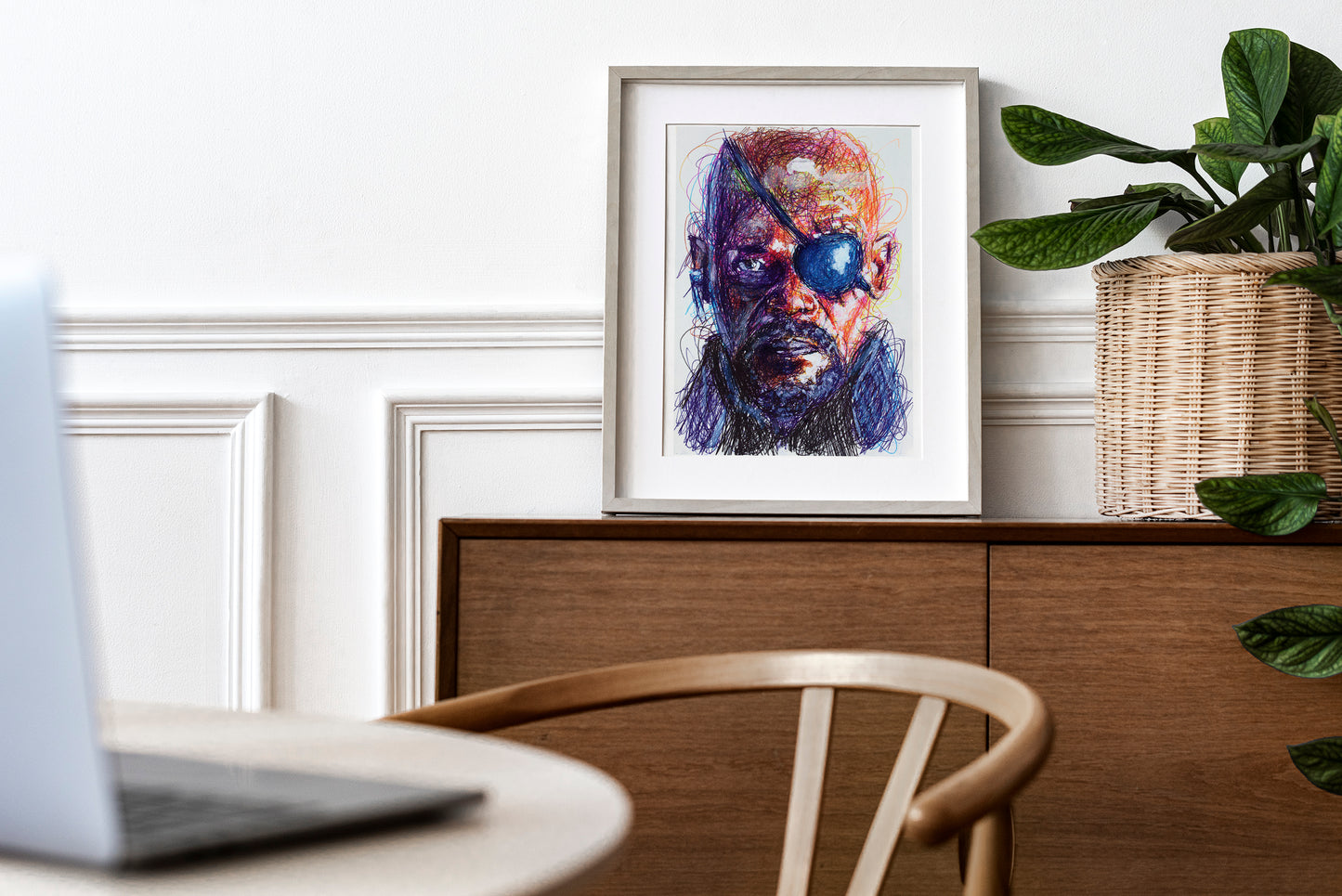 Nick Fury Ballpoint Pen Scribble Art Print