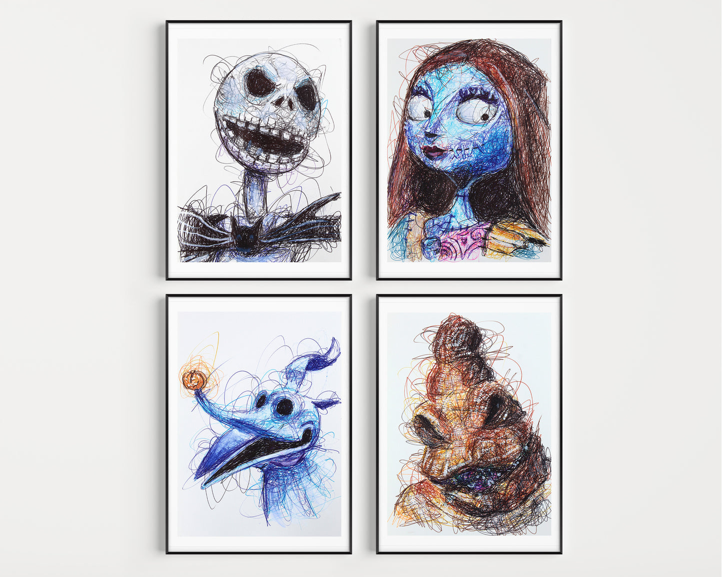 Nightmare Before Xmas Ballpoint Pen Art Print Set
