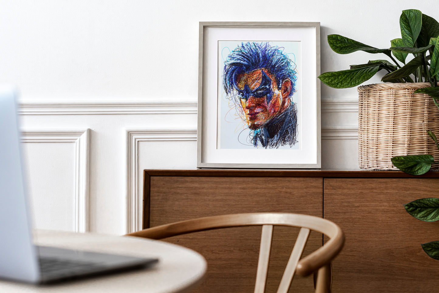 Nightwing Ballpoint Pen Scribble Print