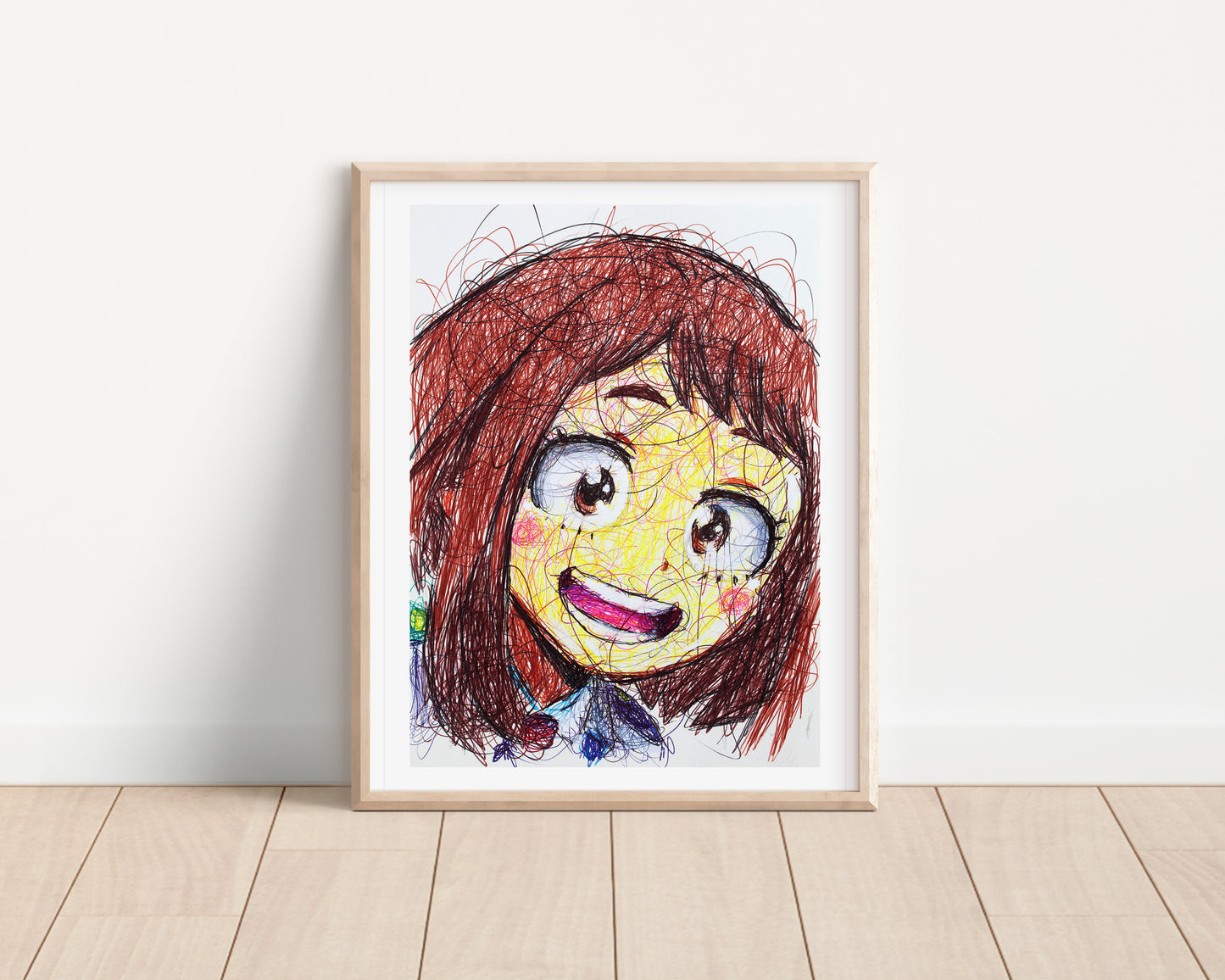 Ochako Urarka Ballpoint Pen Scribble Art Print