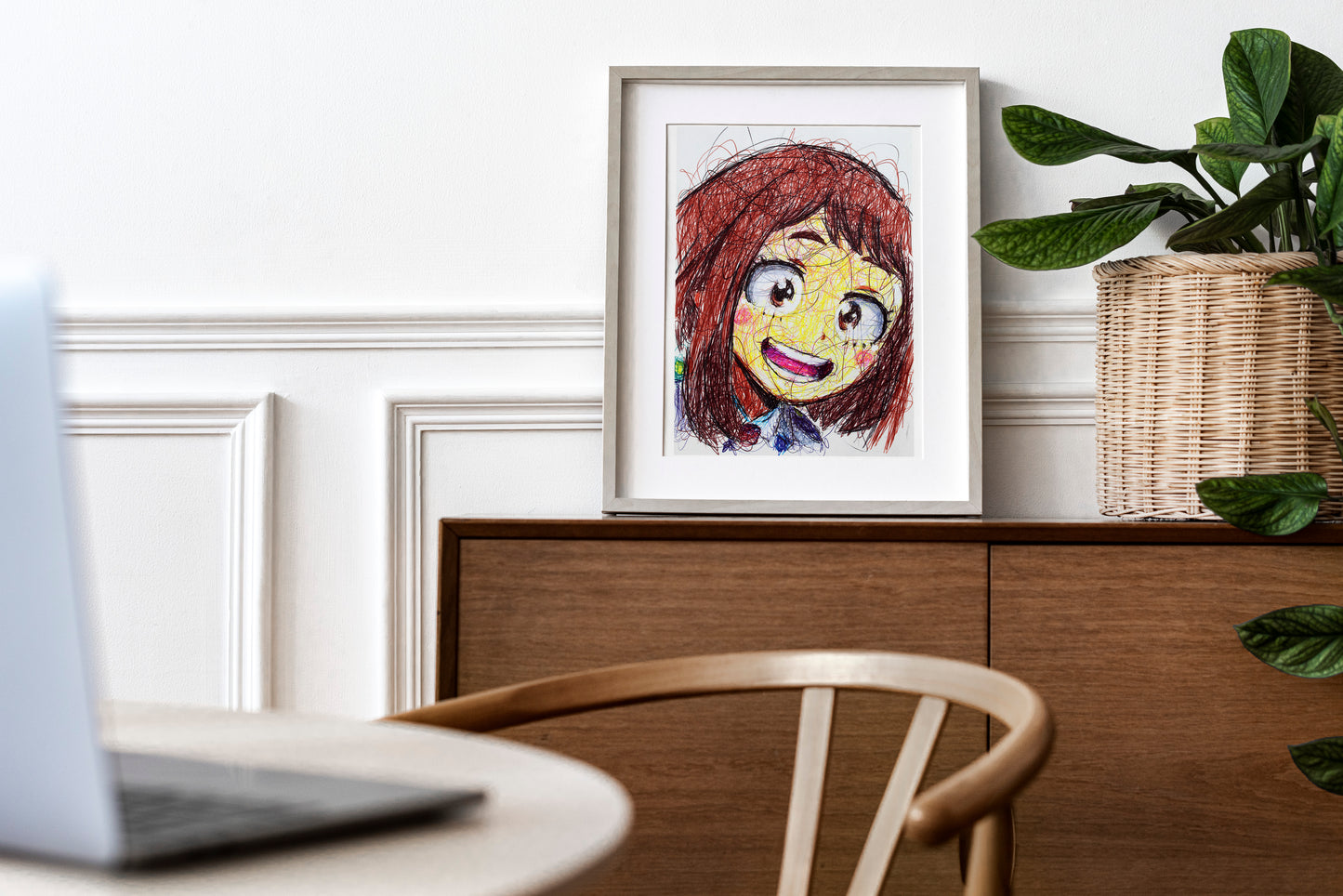 Ochako Urarka Ballpoint Pen Scribble Art Print