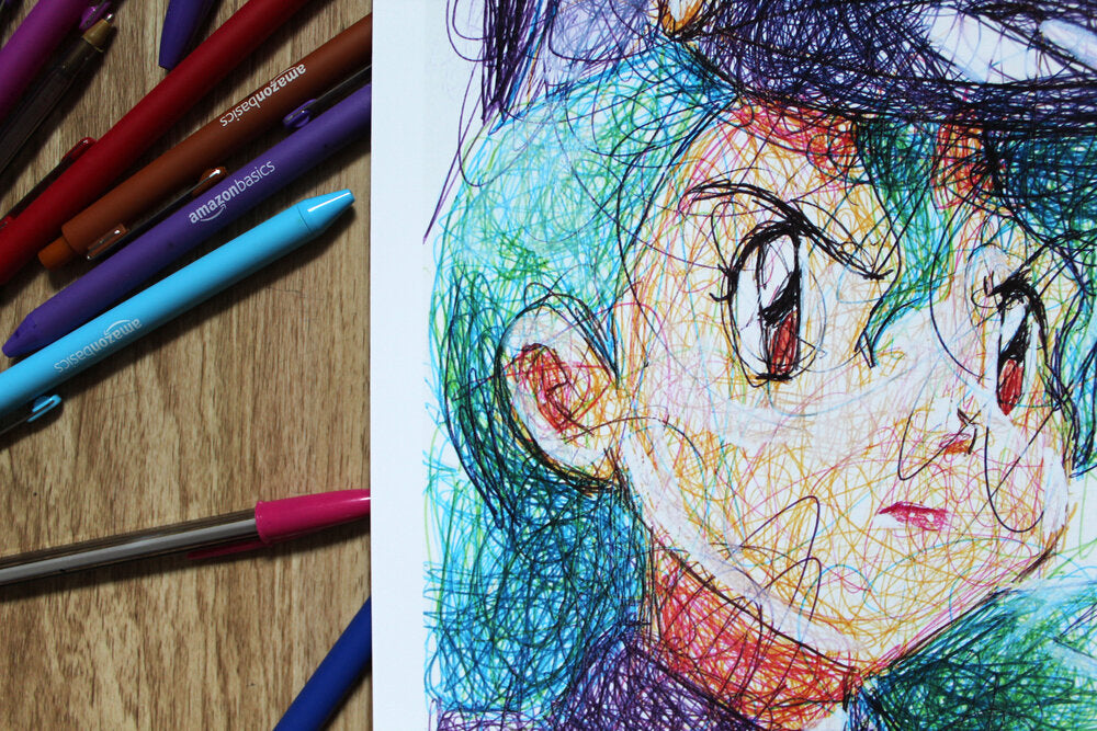 Officer Joy Ballpoint Pen Scribble Art Print-Cody James by Cody