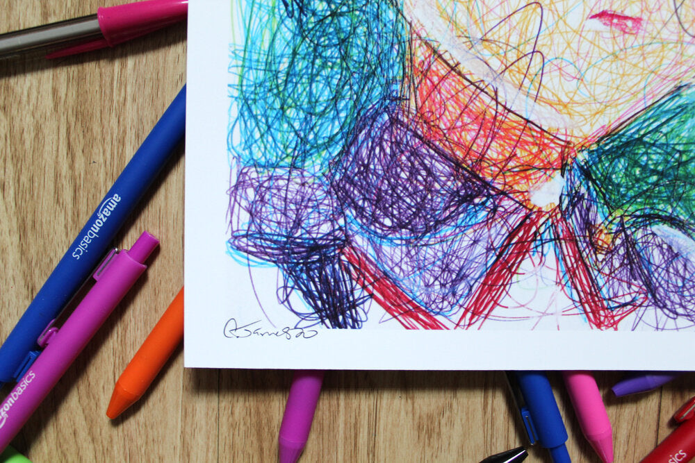 Officer Joy Ballpoint Pen Scribble Art Print-Cody James by Cody