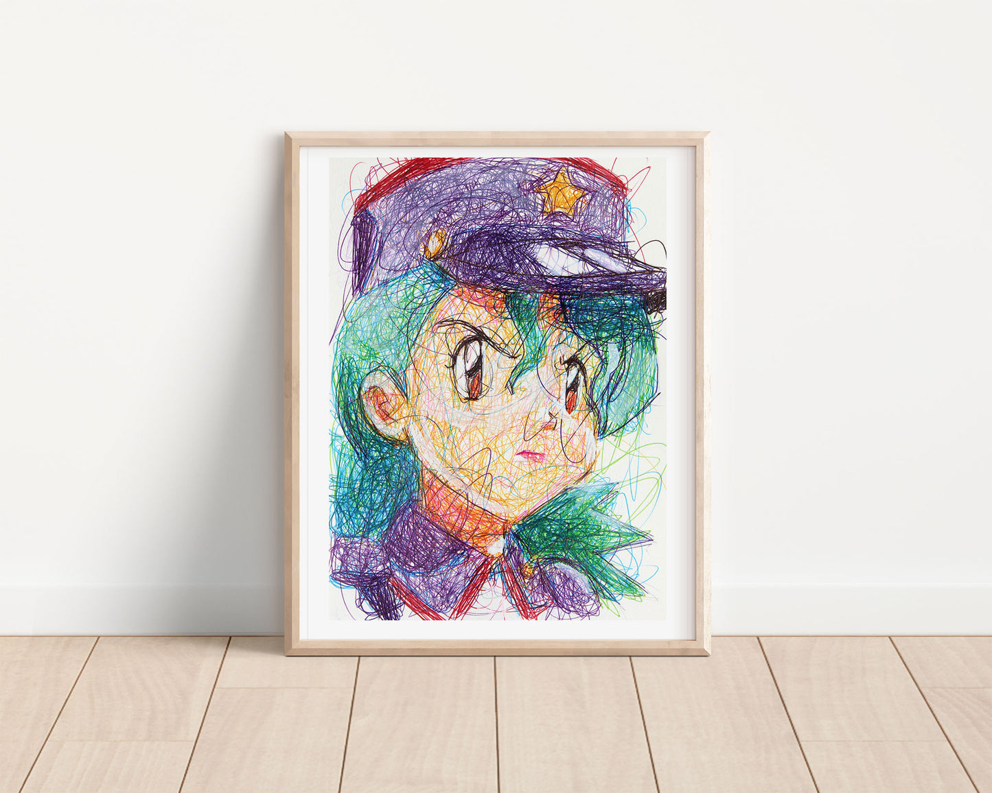 Officer Jenny Ballpoint Pen Scribble Art Print