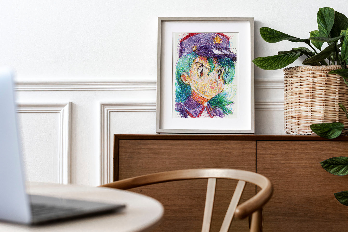 Officer Jenny Ballpoint Pen Scribble Art Print