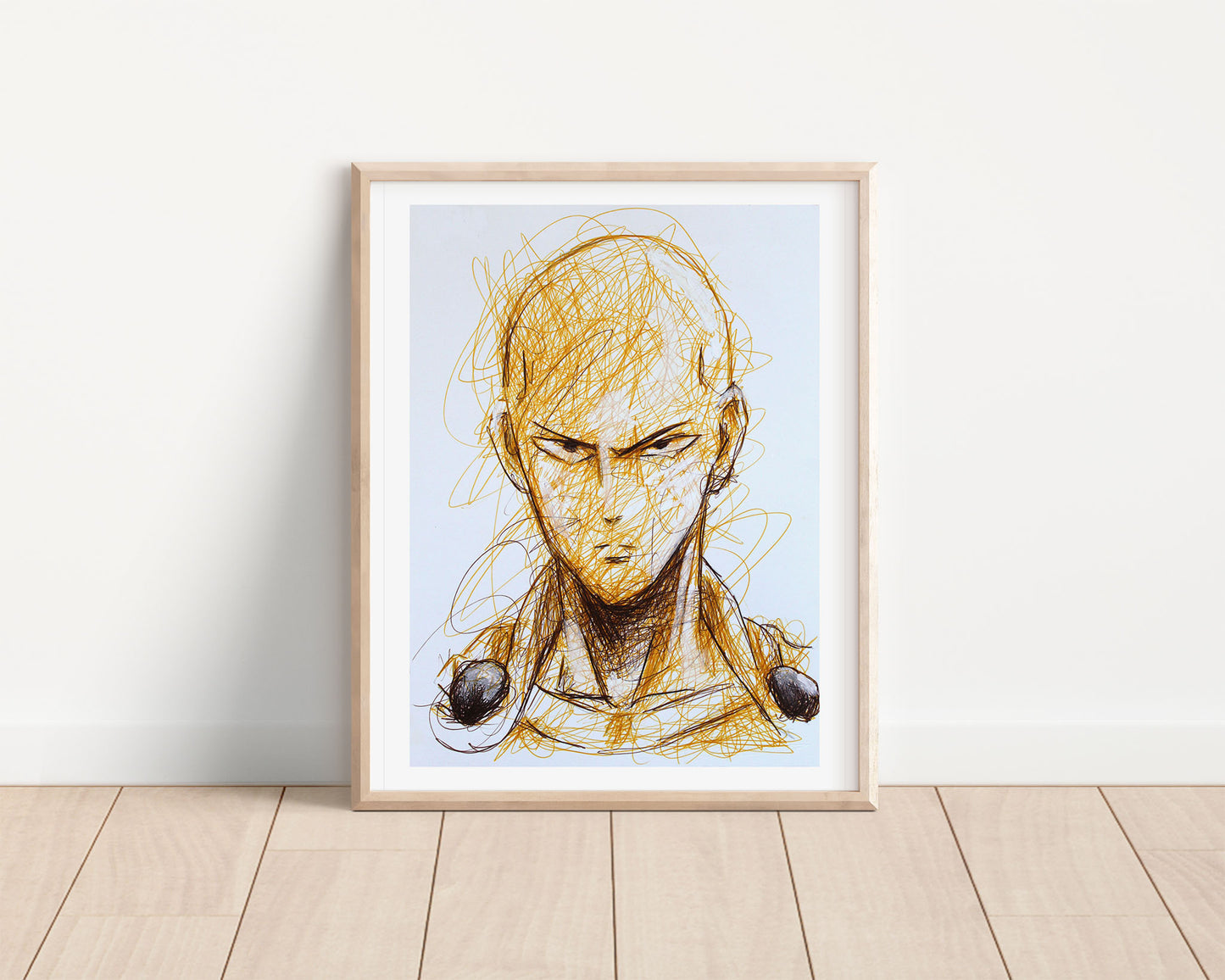 One Punch Man Ballpoint Pen Scribble Art Print