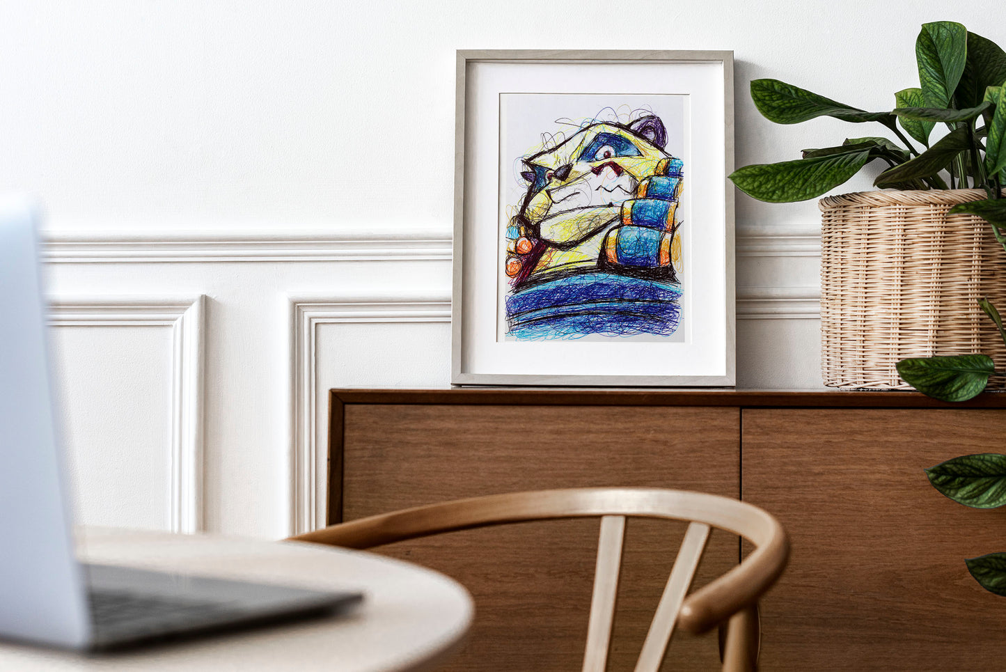 Panda King Ballpoint Pen Scribble Art Print