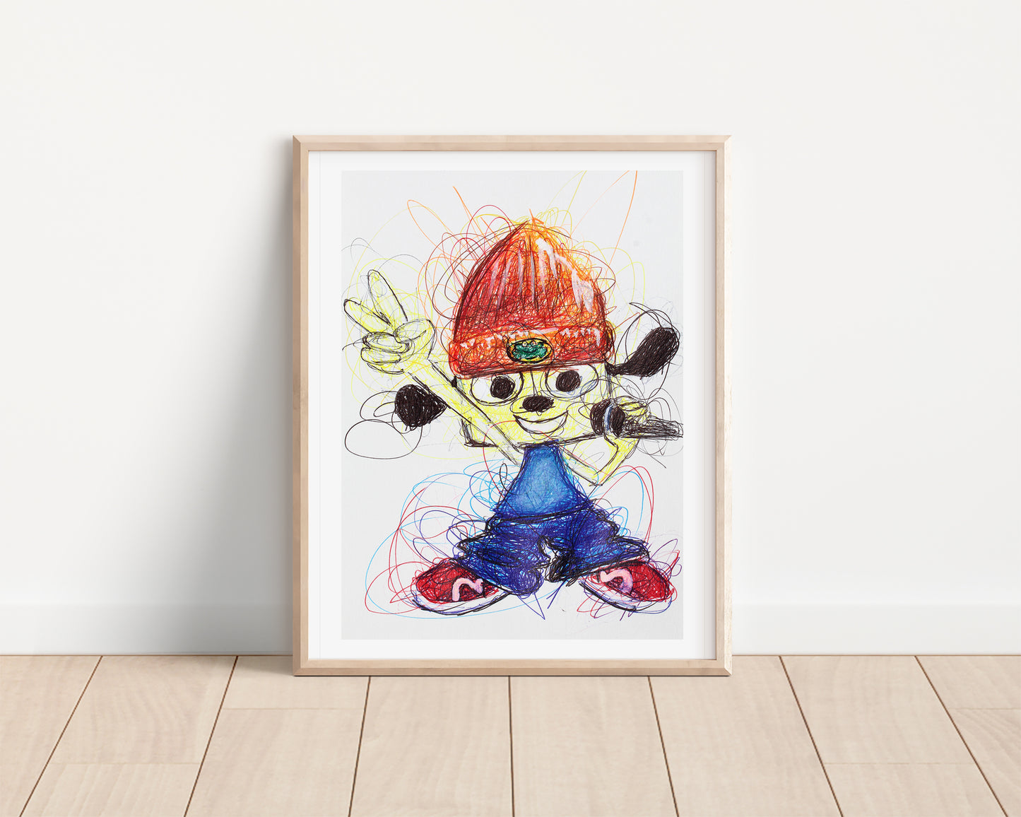 PaRappa Ballpoint Pen Scribble Art Print