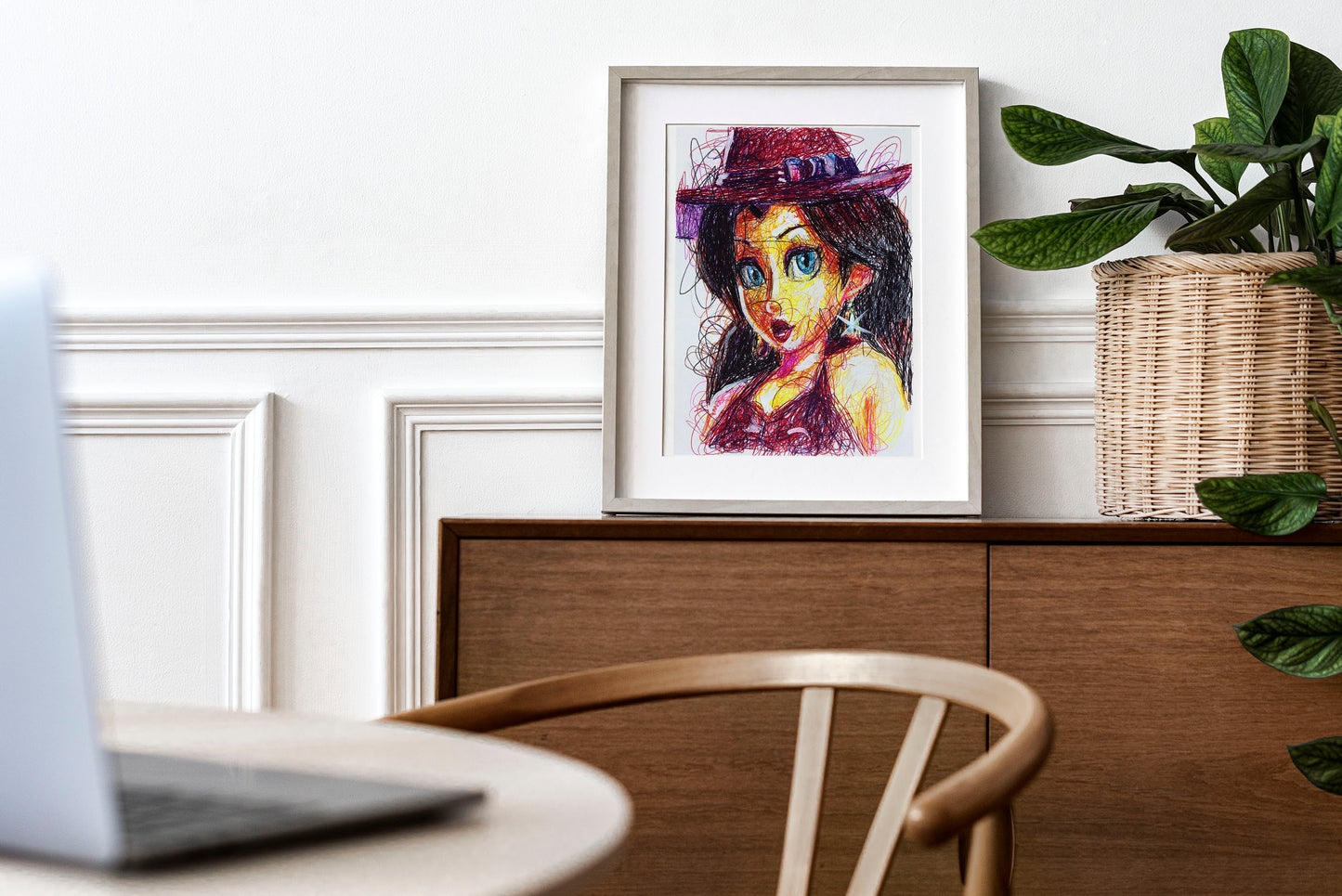 Pauline Ballpoint Pen Scribble Art Print