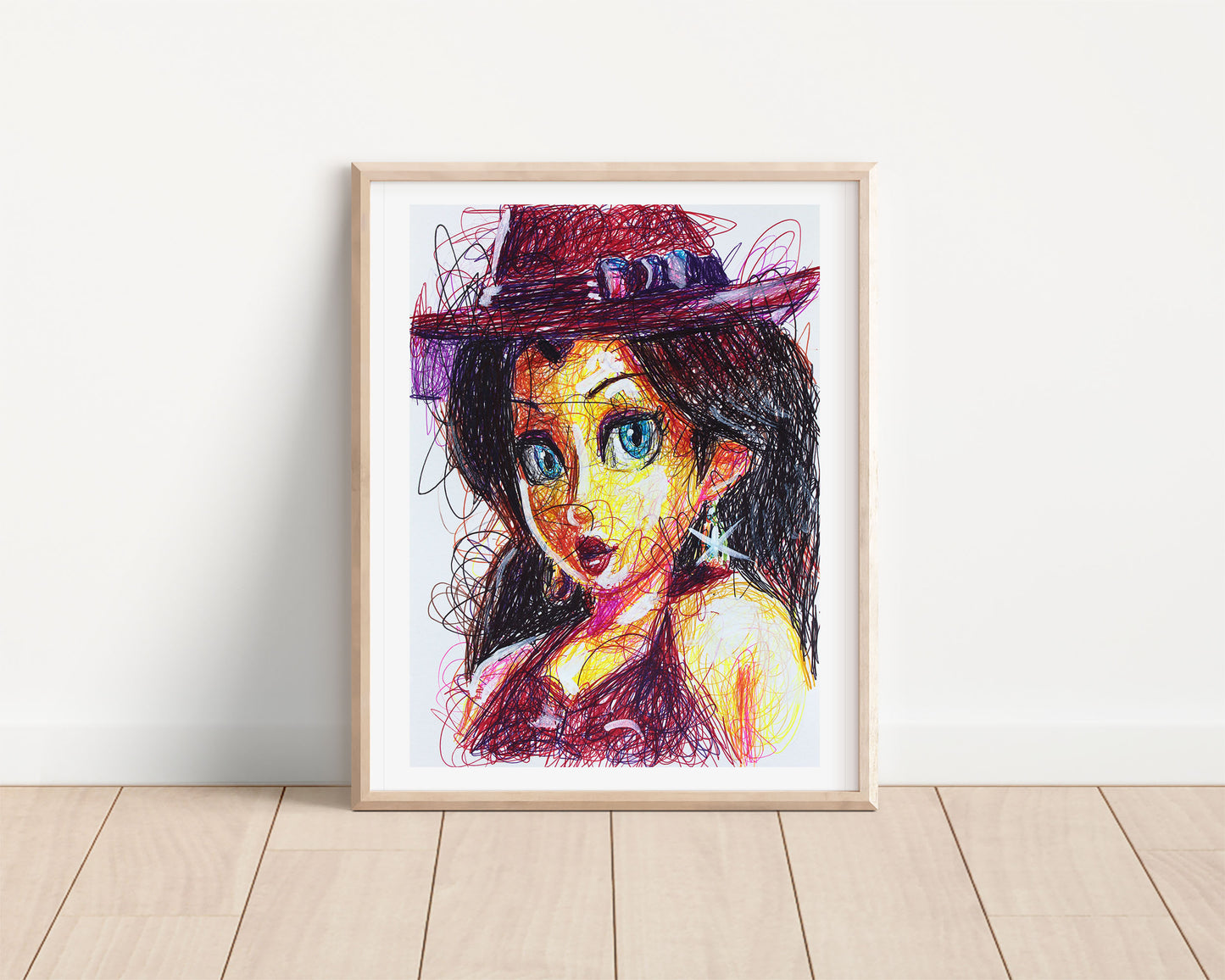 Pauline Ballpoint Pen Scribble Art Print