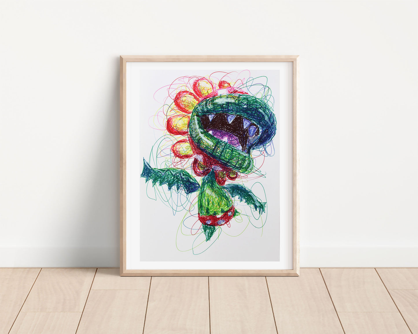Petey Piranha Ballpoint Pen Scribble Art Print