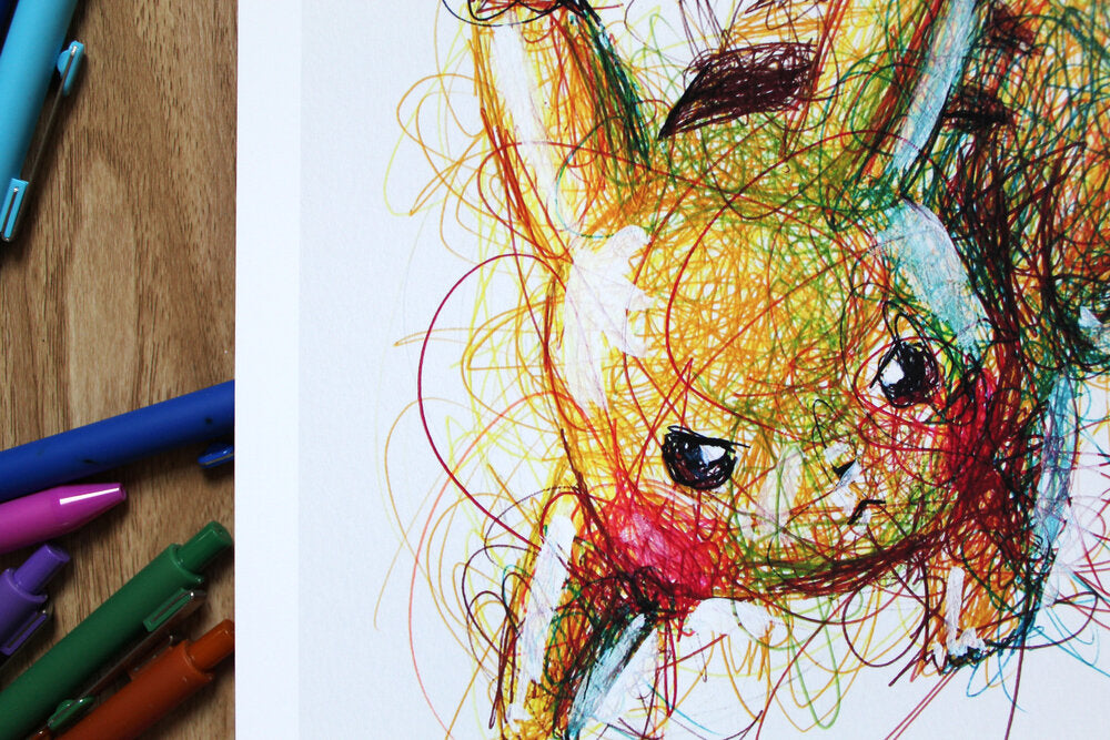 Pikachu Ballpoint Pen Scribble Art Print-Cody James by Cody