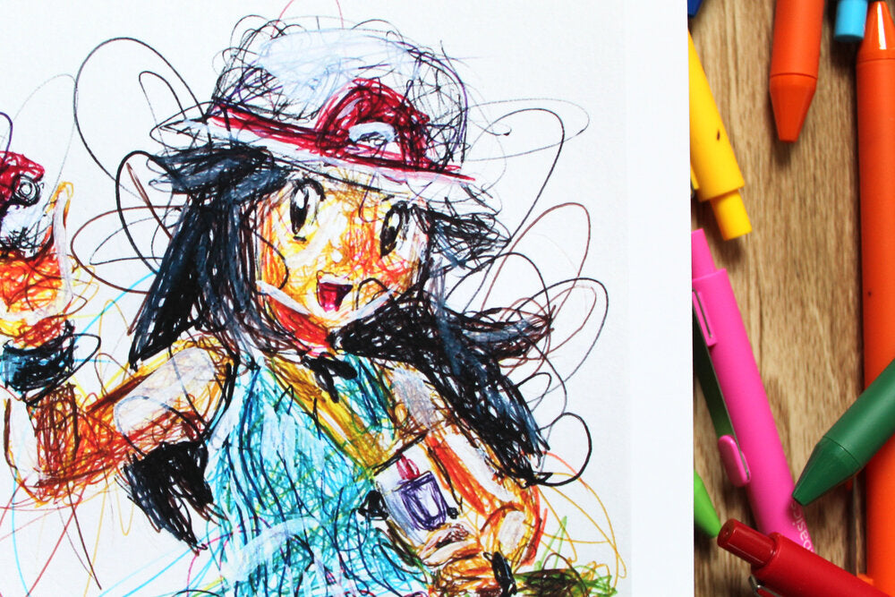 Pokemon Trainers Ballpoint Pen Scribble Art Print-Cody James by Cody