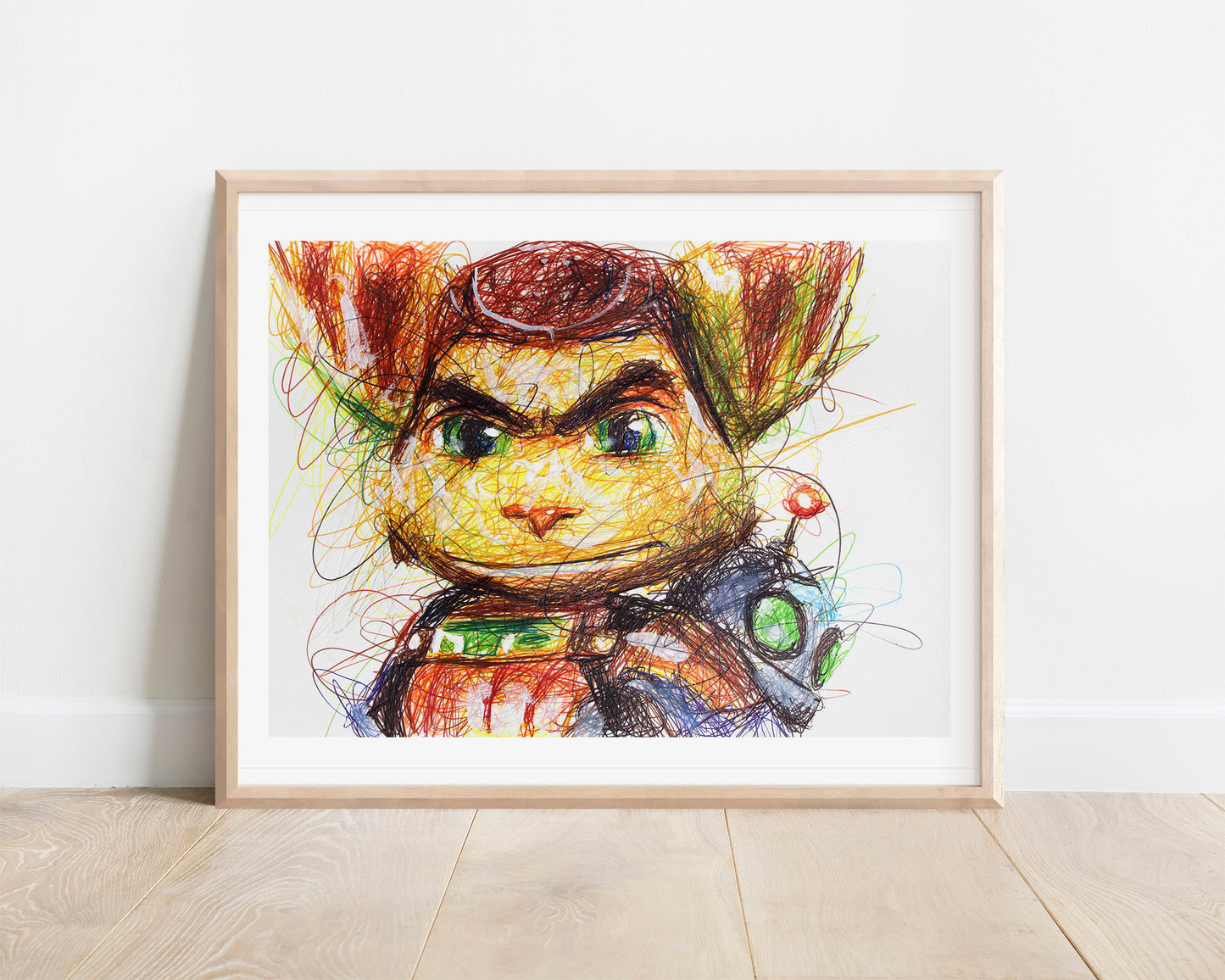 Ratchet and Clank Ballpoint Pen Scribble Art Print