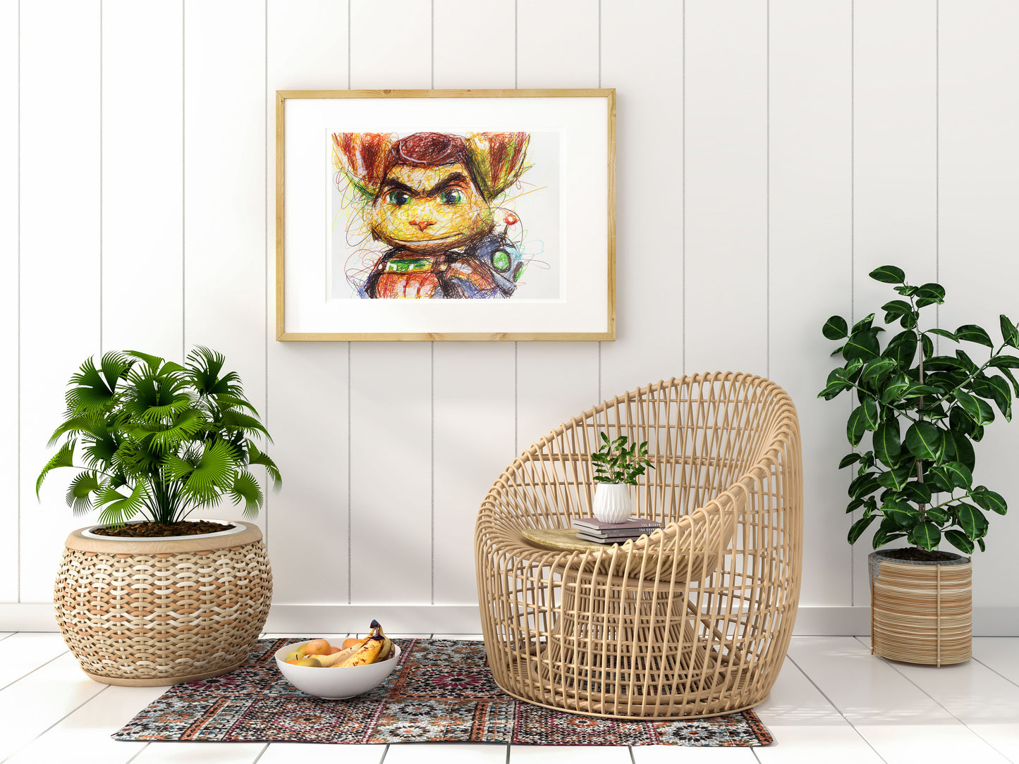 Ratchet and Clank Ballpoint Pen Scribble Art Print