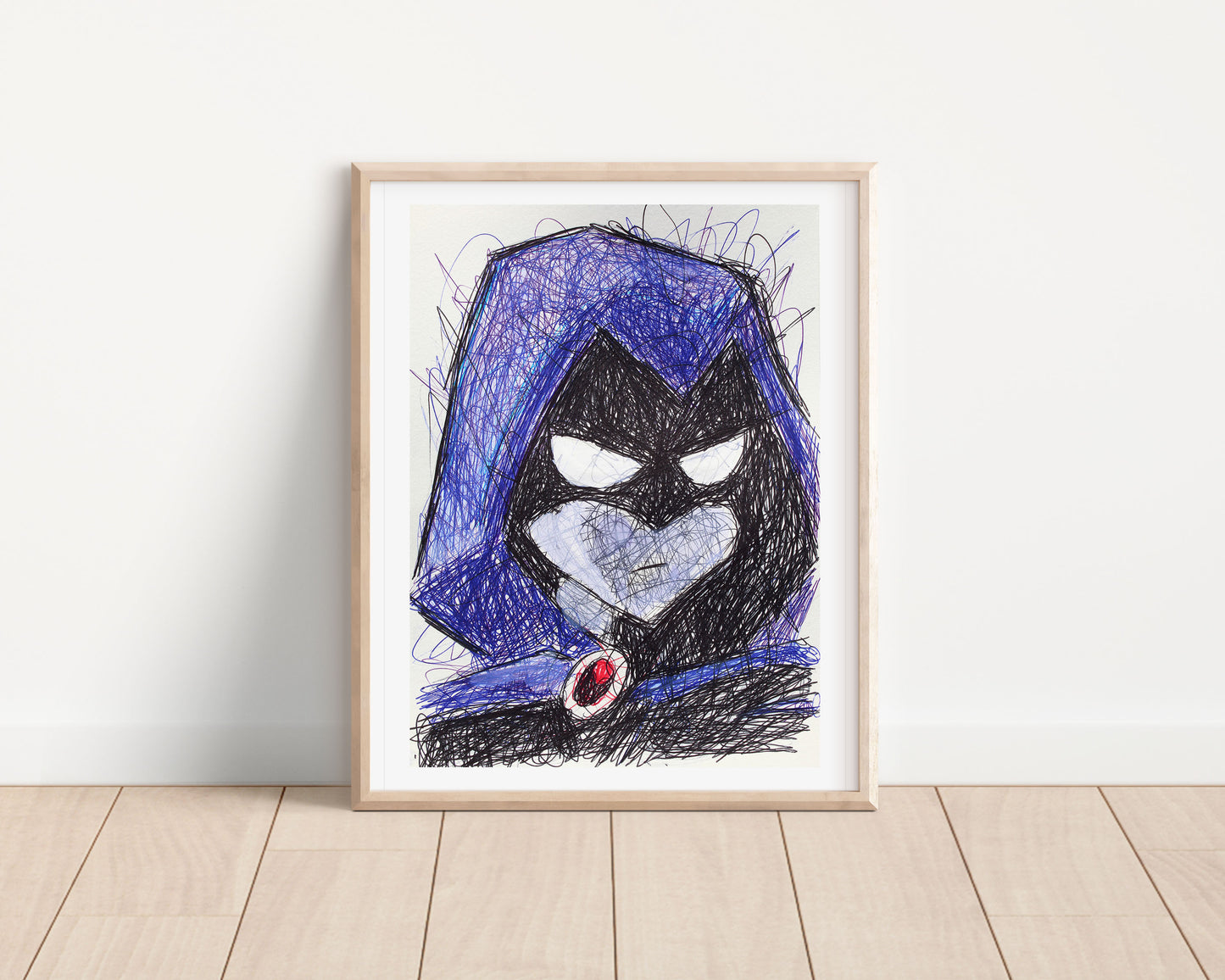Raven Ballpoint Pen Scribble Art Print
