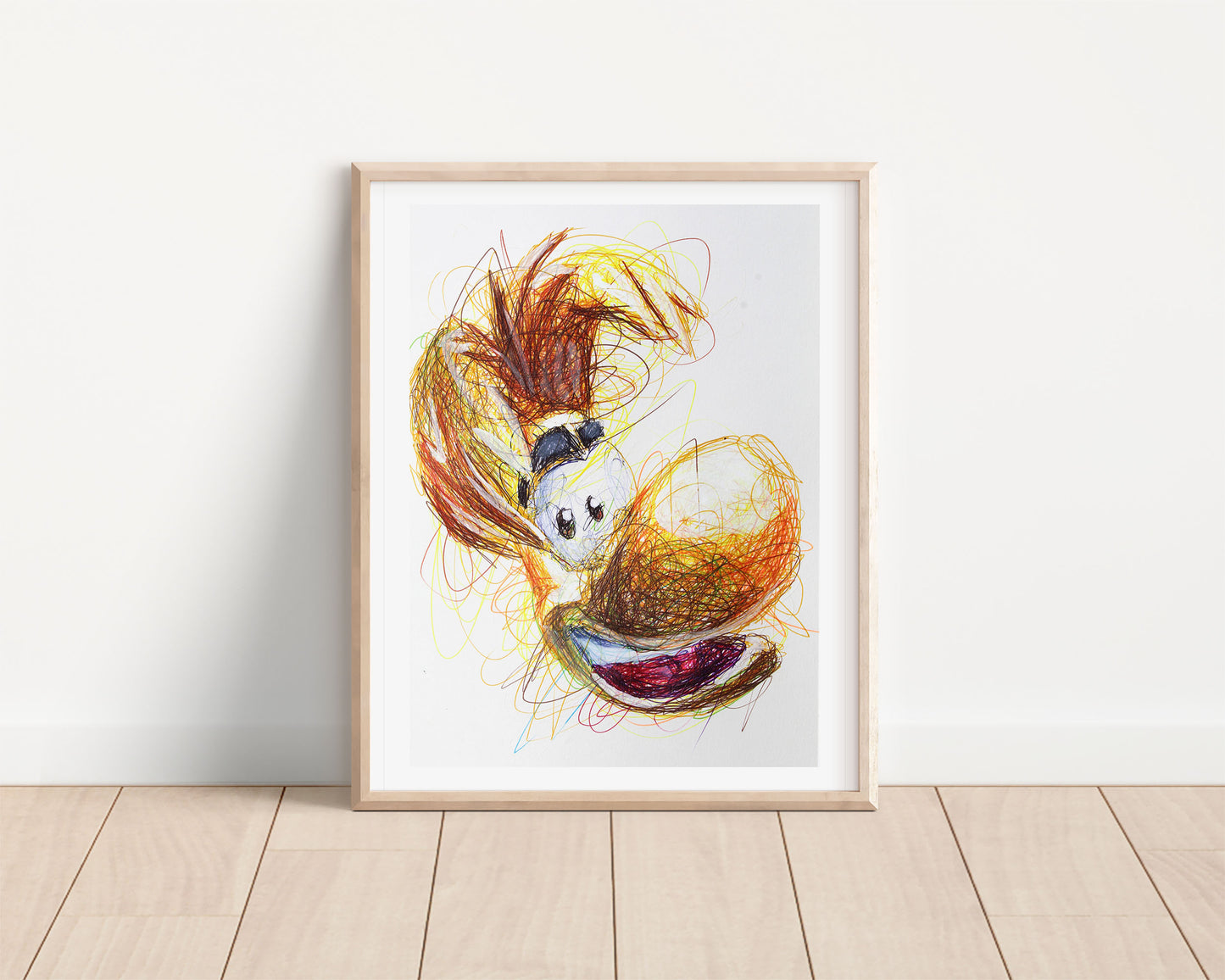 Rayman Ballpoint Pen Scribble Art Print