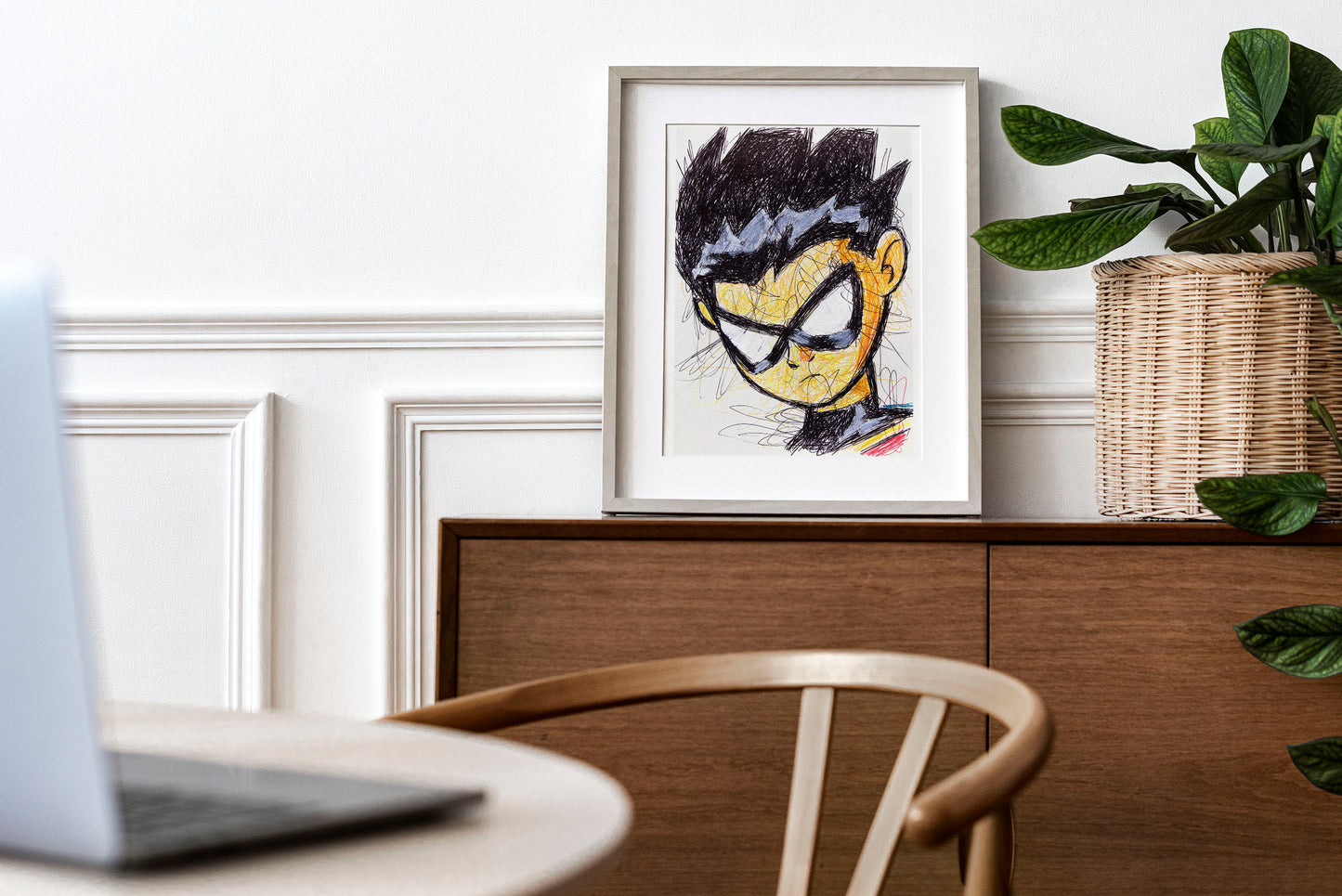 Robin Ballpoint Pen Scribble Art Print