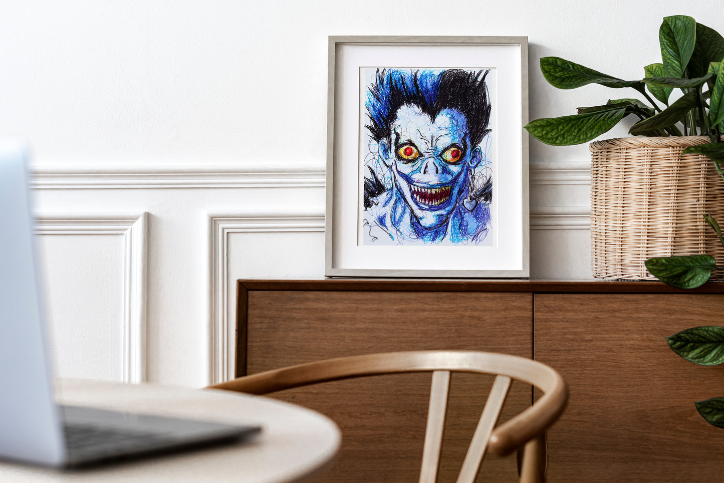 Ryuk Ballpoint Pen Scribble Art Print