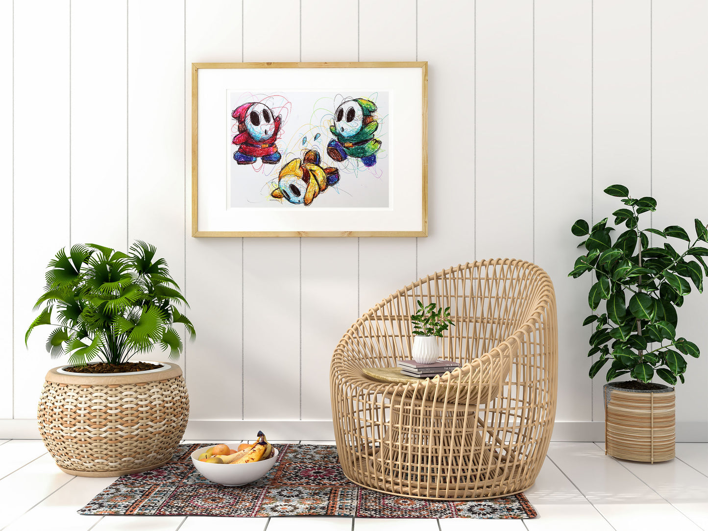 Shy Guys Ballpoint Pen Scribble Art Print