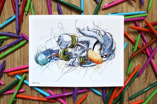 Silver Ballpoint Pen Scribble Art Print-Cody James by Cody