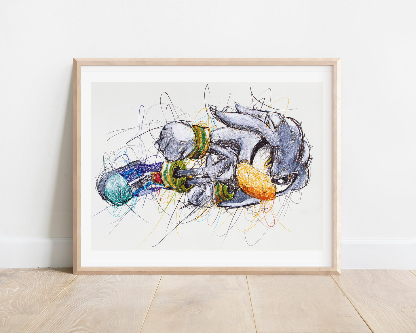 Silver Ballpoint Pen Scribble Art Print