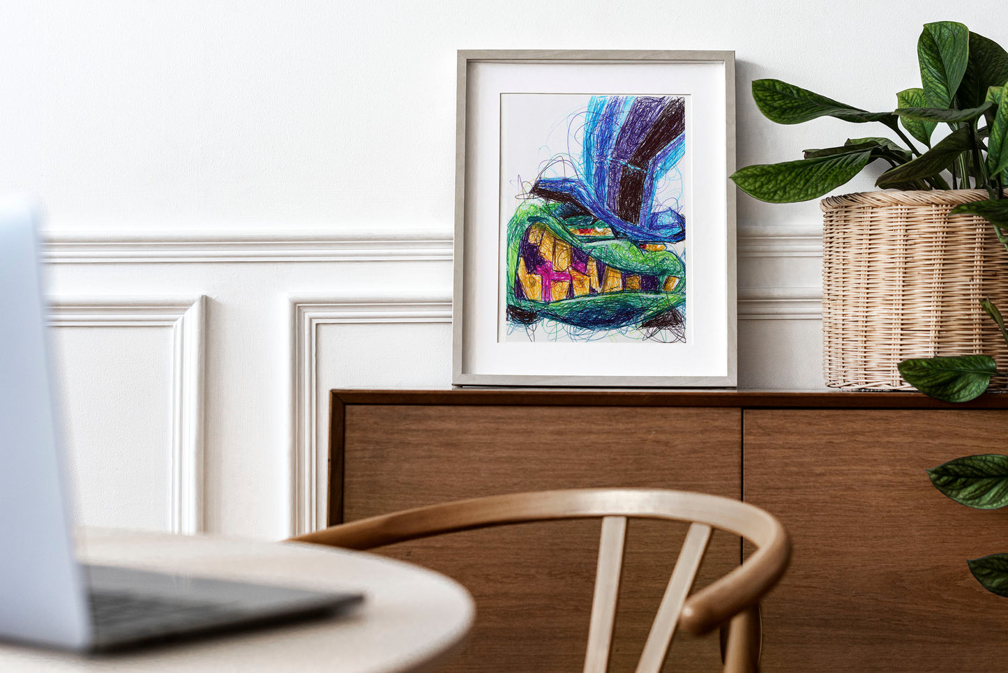 Sir Raleigh Ballpoint Pen Scribble Art Print