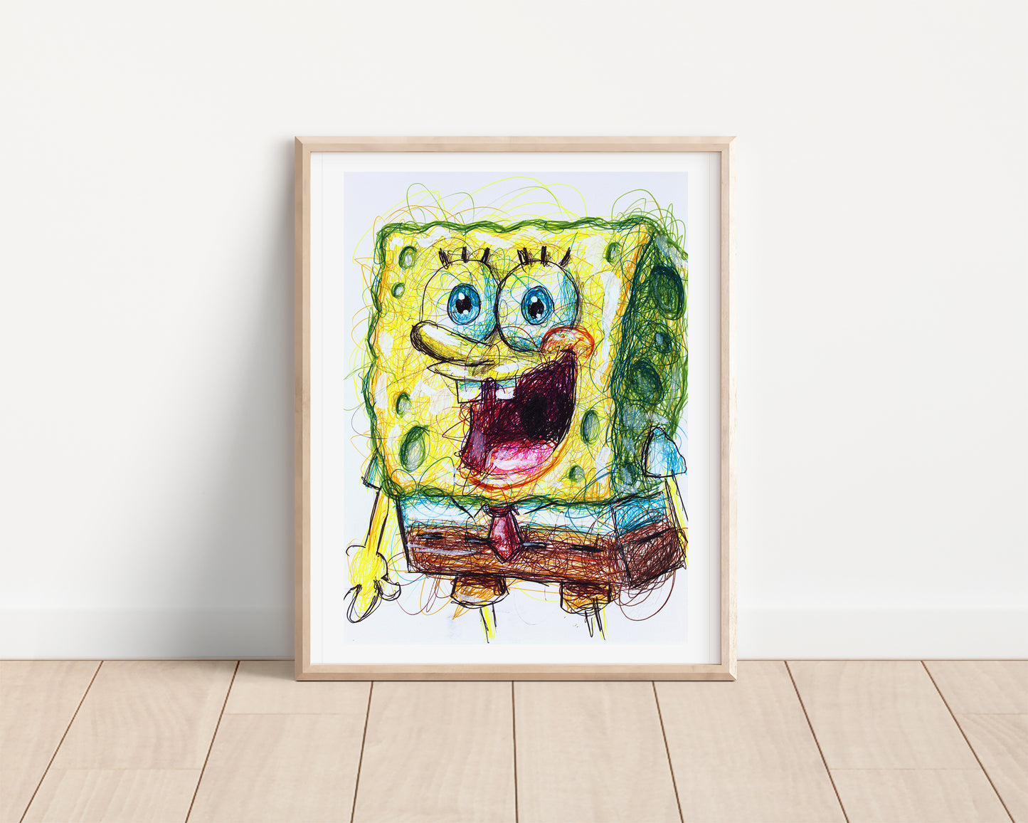 Spongebob Squarepants Ballpoint Pen Scribble Art Print