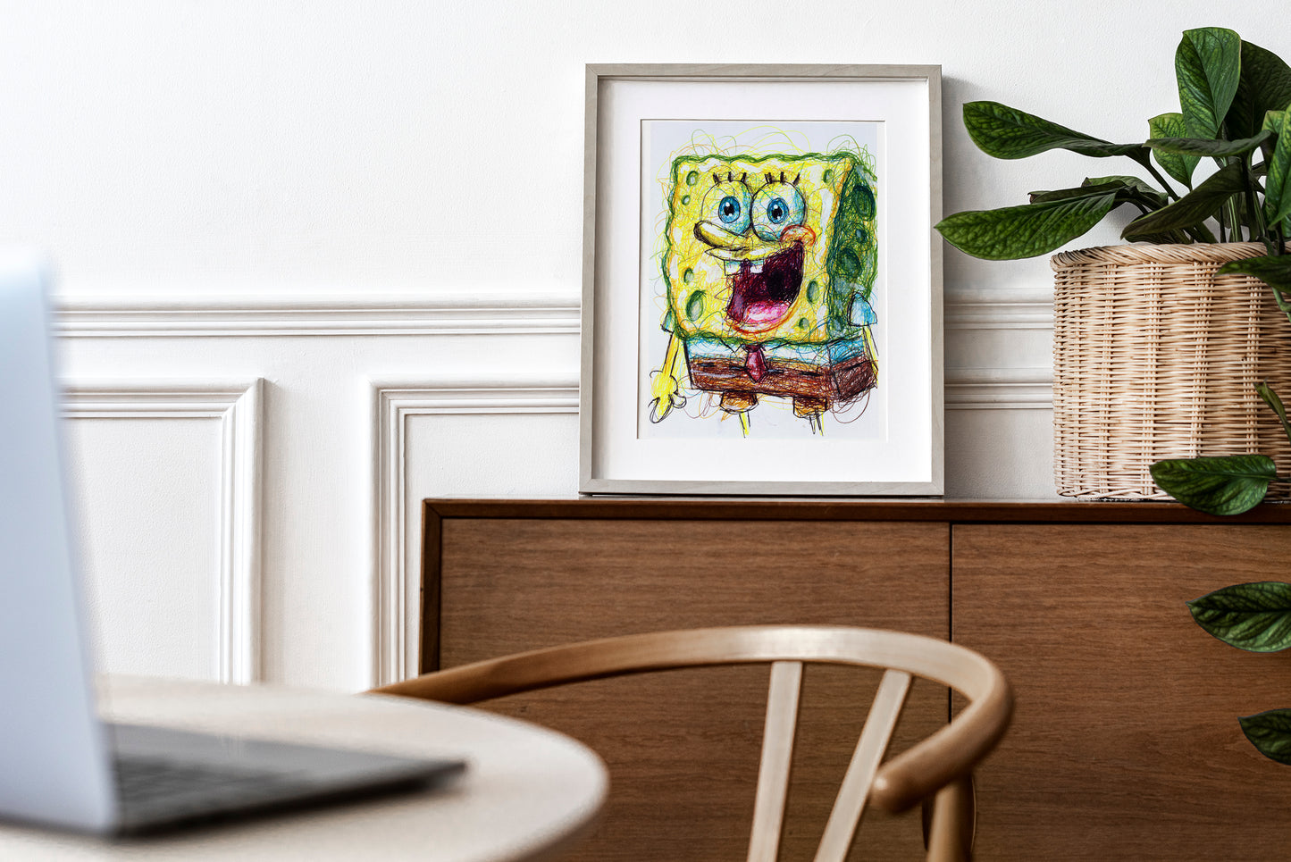 Spongebob Squarepants Ballpoint Pen Scribble Art Print