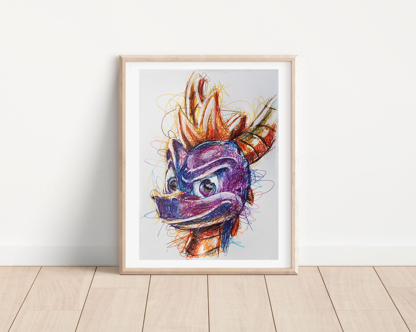 Spyro Ballpoint Pen Scribble Art Print