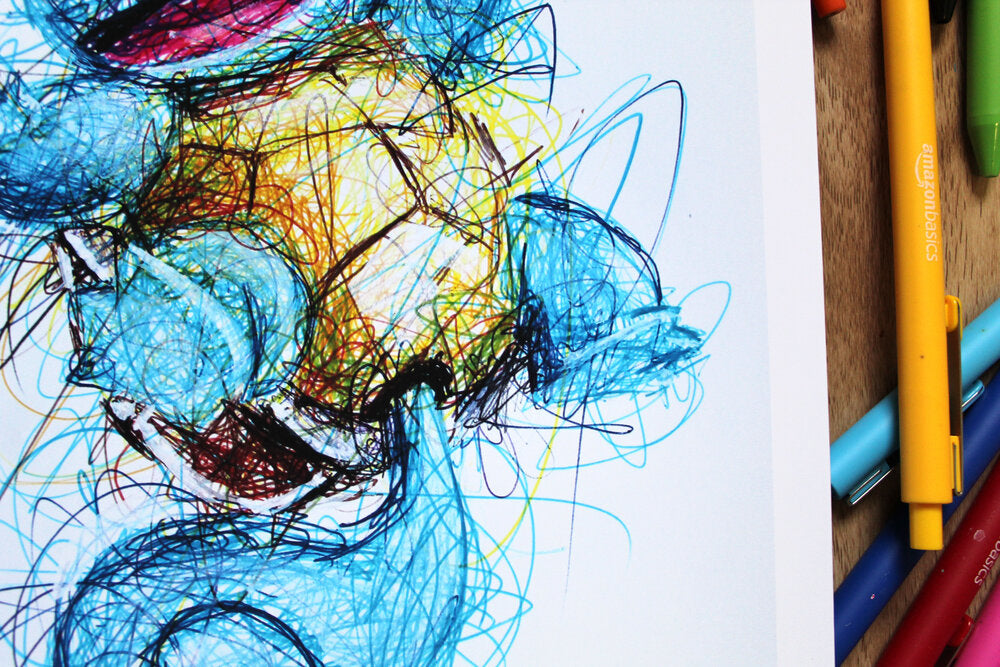 Squirtle Ballpoint Pen Scribble Art Print-Cody James by Cody