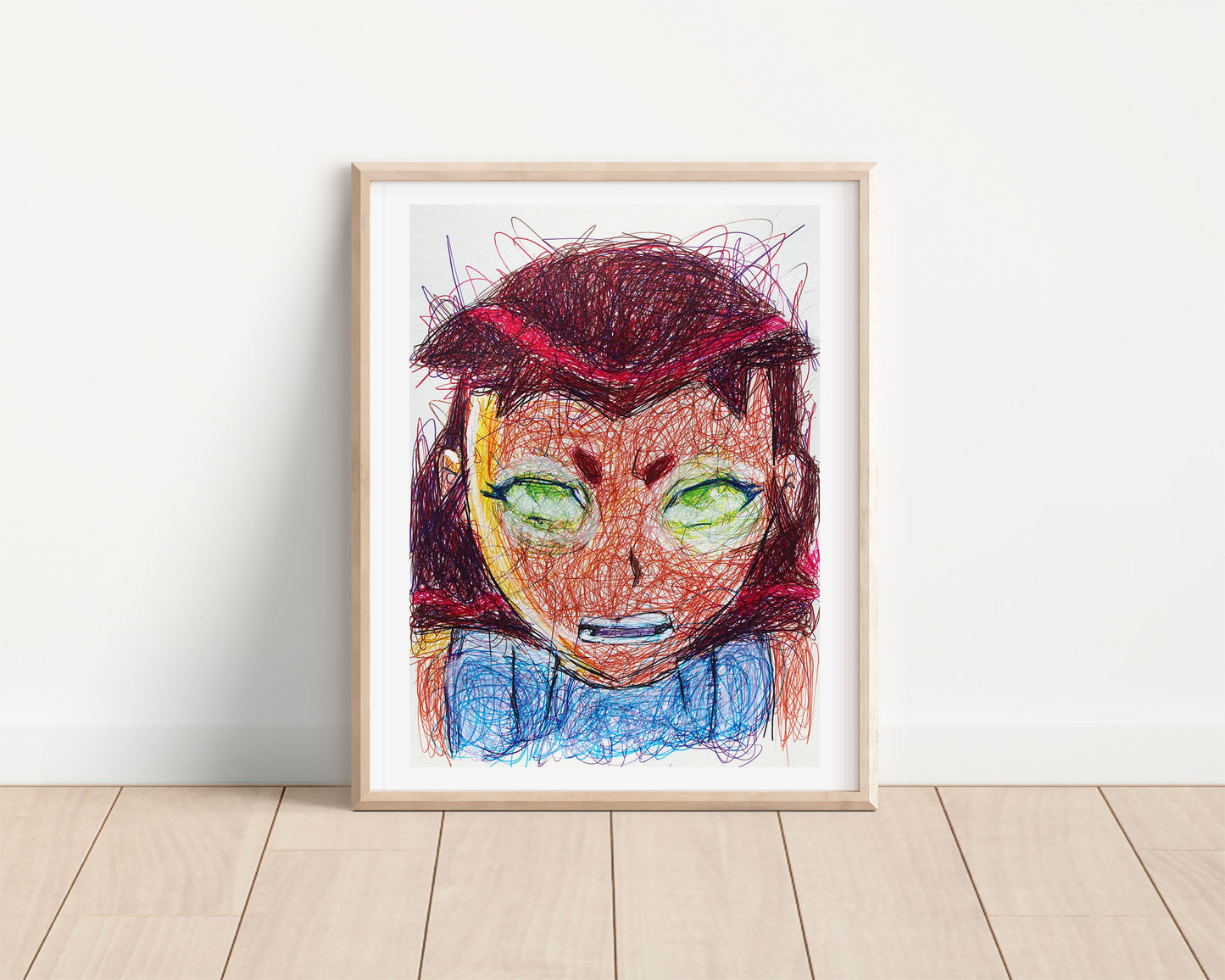 Star Fire Ballpoint Pen Scribble Art Print