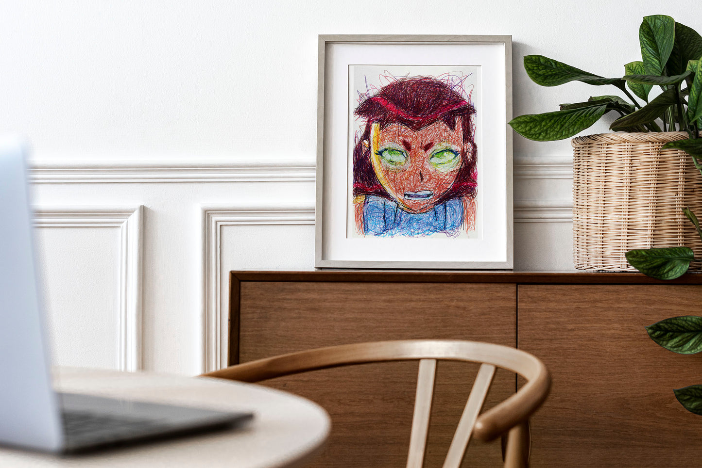 Star Fire Ballpoint Pen Scribble Art Print
