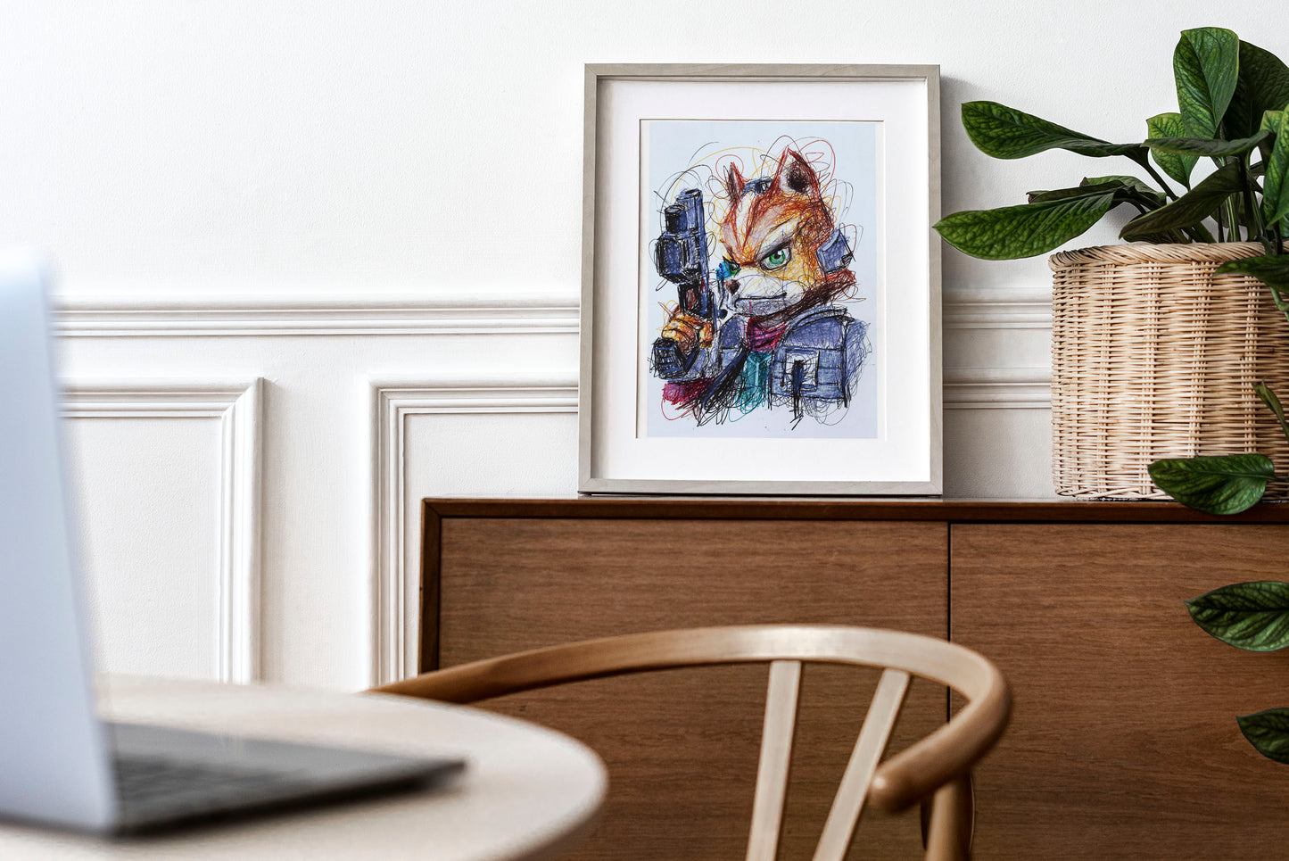 Star Fox Ballpoint Pen Scribble Art Print