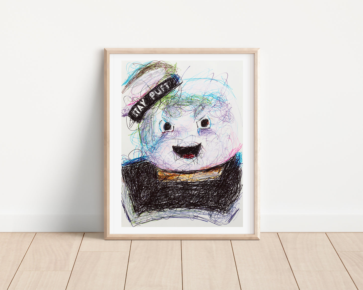 Stay Puff Ballpoint Pen Scribble Art Print