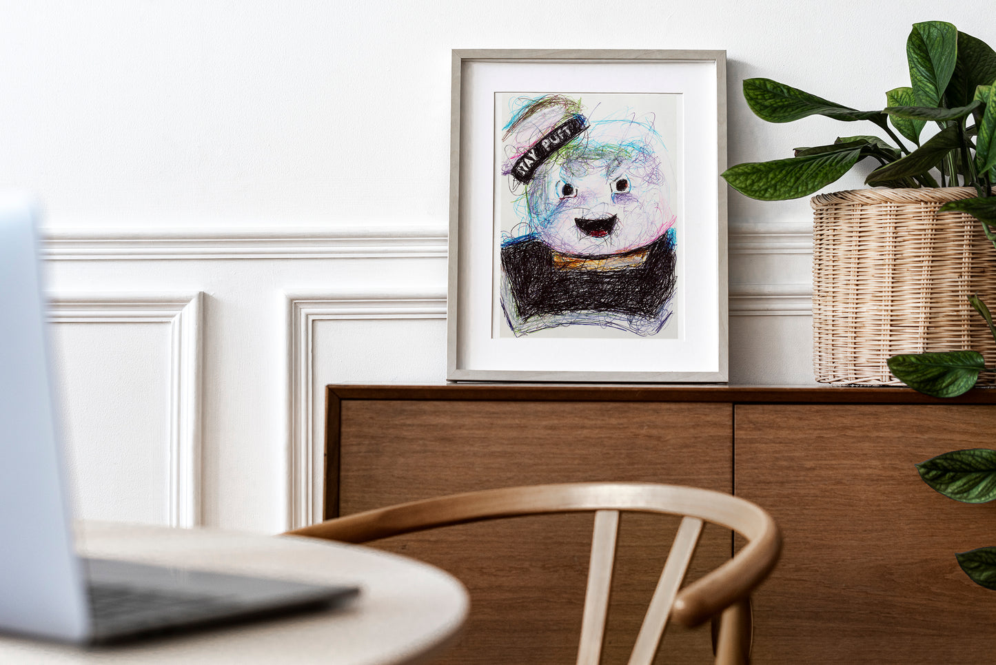 Stay Puff Ballpoint Pen Scribble Art Print