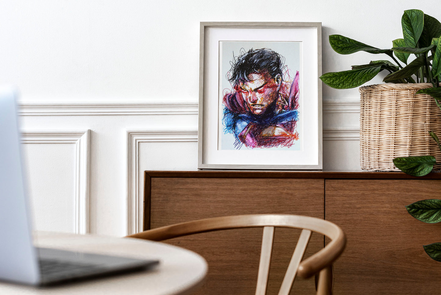 Superman Ballpoint Pen Scribble Art Print