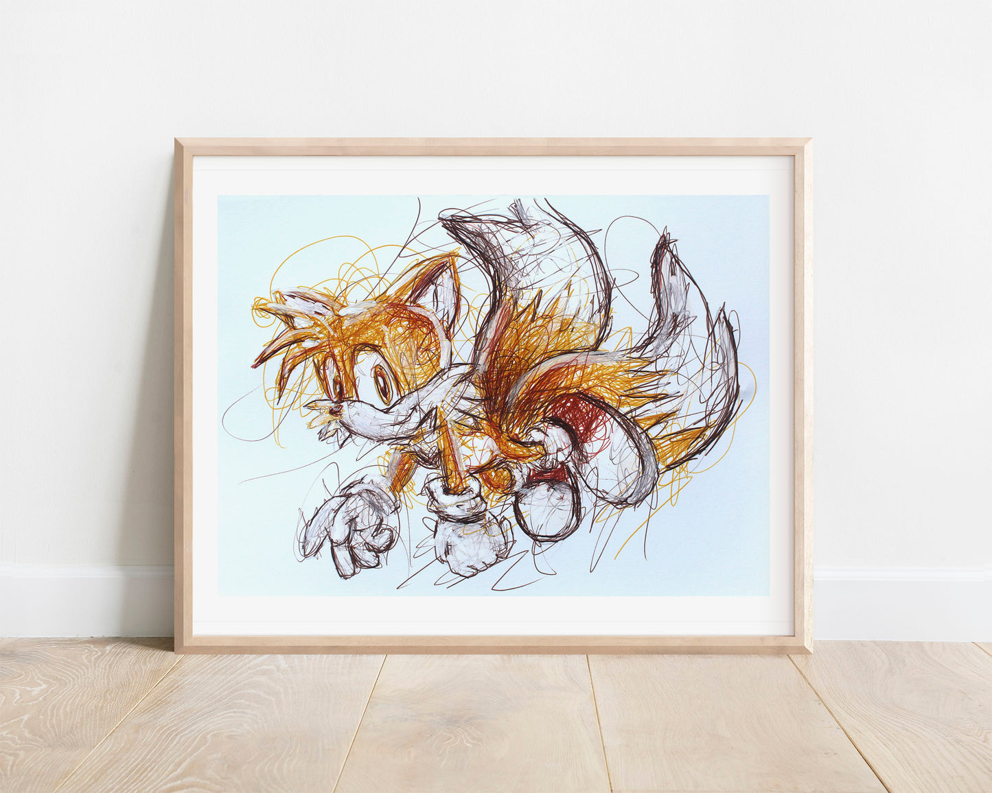 Tails Ballpoint Pen Scribble Art Print