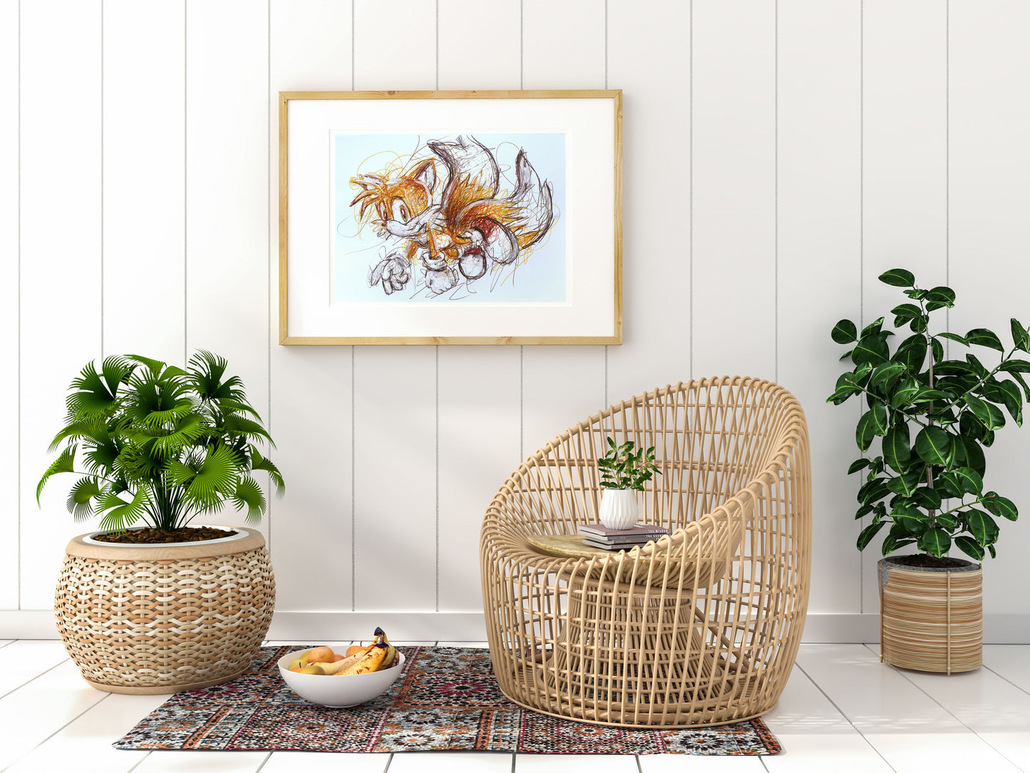 Tails Ballpoint Pen Scribble Art Print