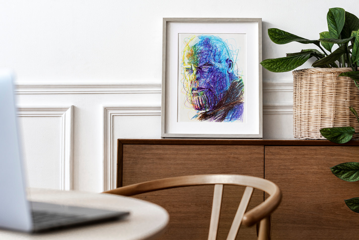 Thanos Ballpoint Pen Scribble Art Print